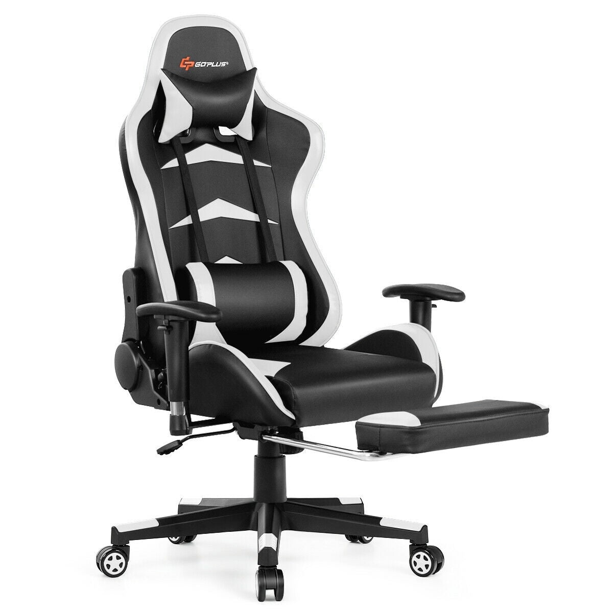 Premium Massage Gaming Chair with Retractable Footrest & Lumbar Support