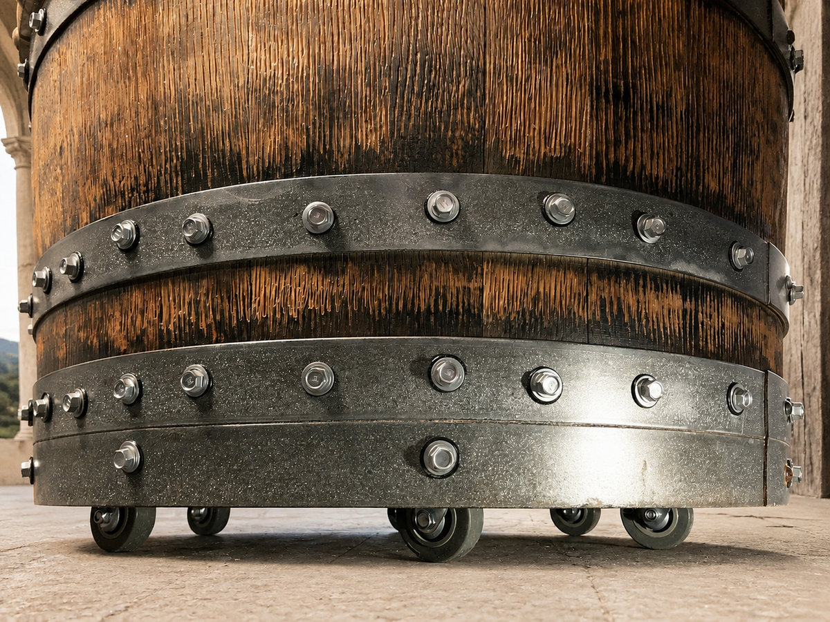 Whiskey & Wine Barrel Game Table Set — Poker Top and Dining Top Included, 6 Chairs