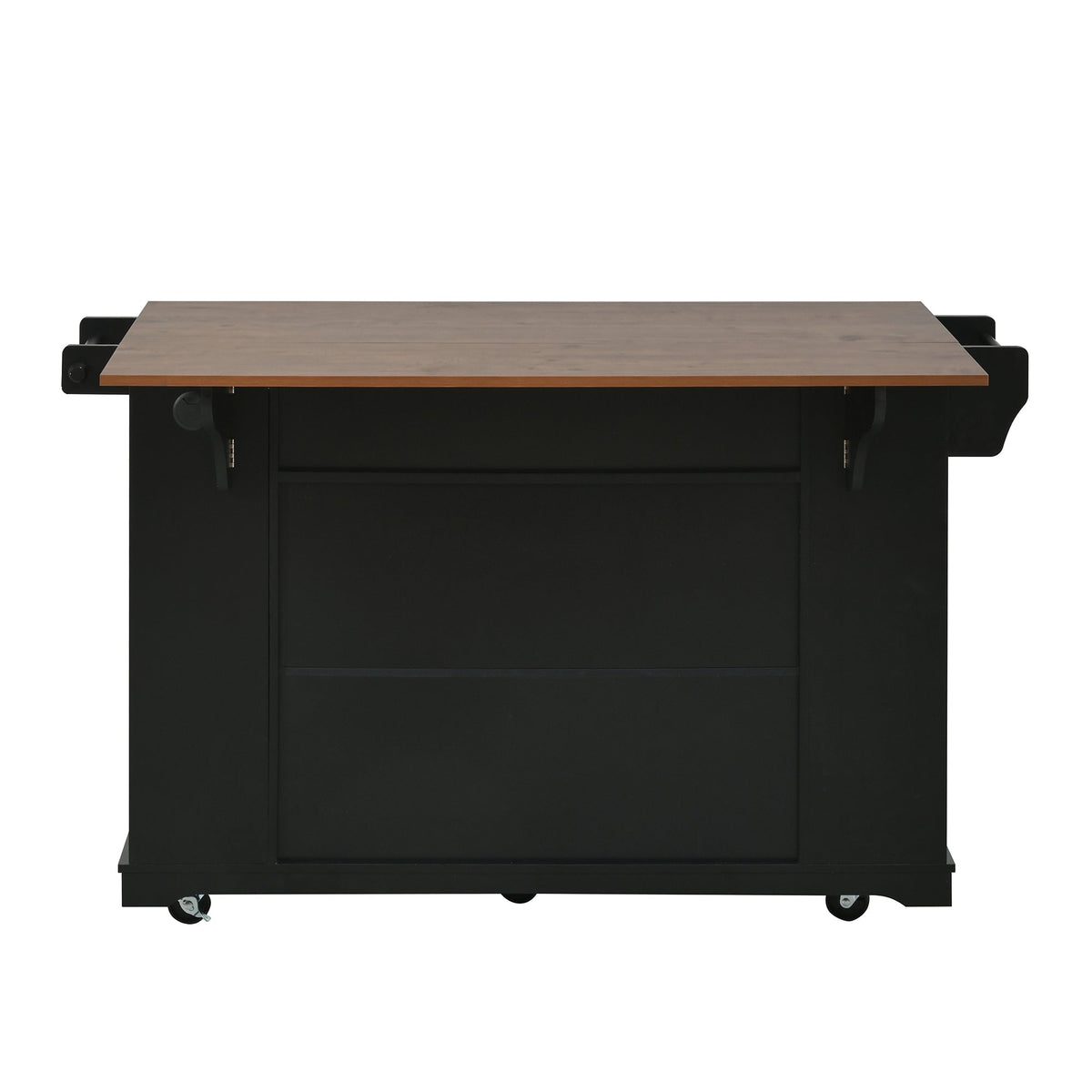54" Mobile Kitchen Island with Glass Door Storage & Power Outlet - Black, Blue Gray, White
