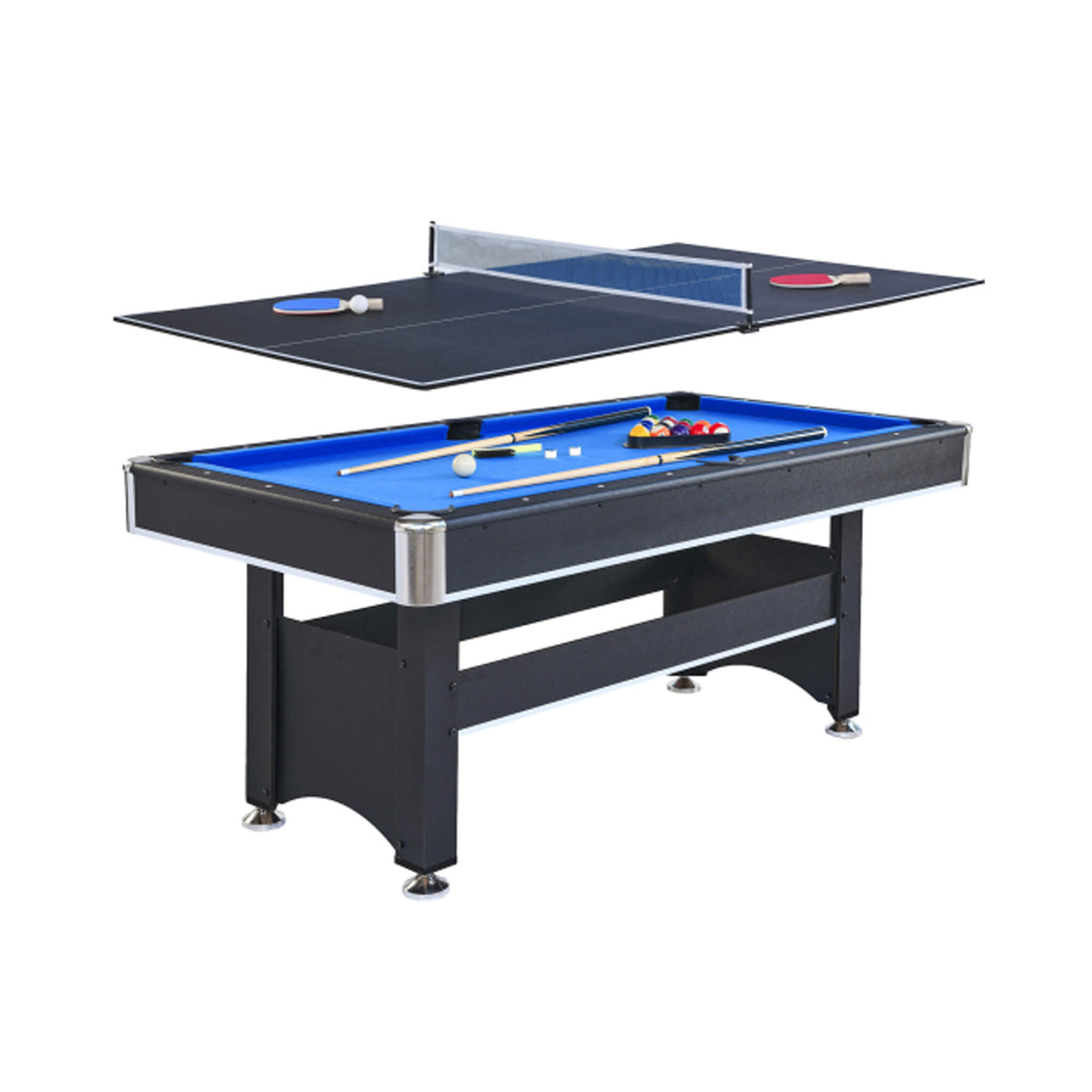 6FT Premium Wooden Multifunctional Pool Table With Table Tennis Top (SAK62741)