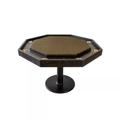 Experience Ultimate Gaming with the Lost Mill Mocha Oak 8-Station Poker Table