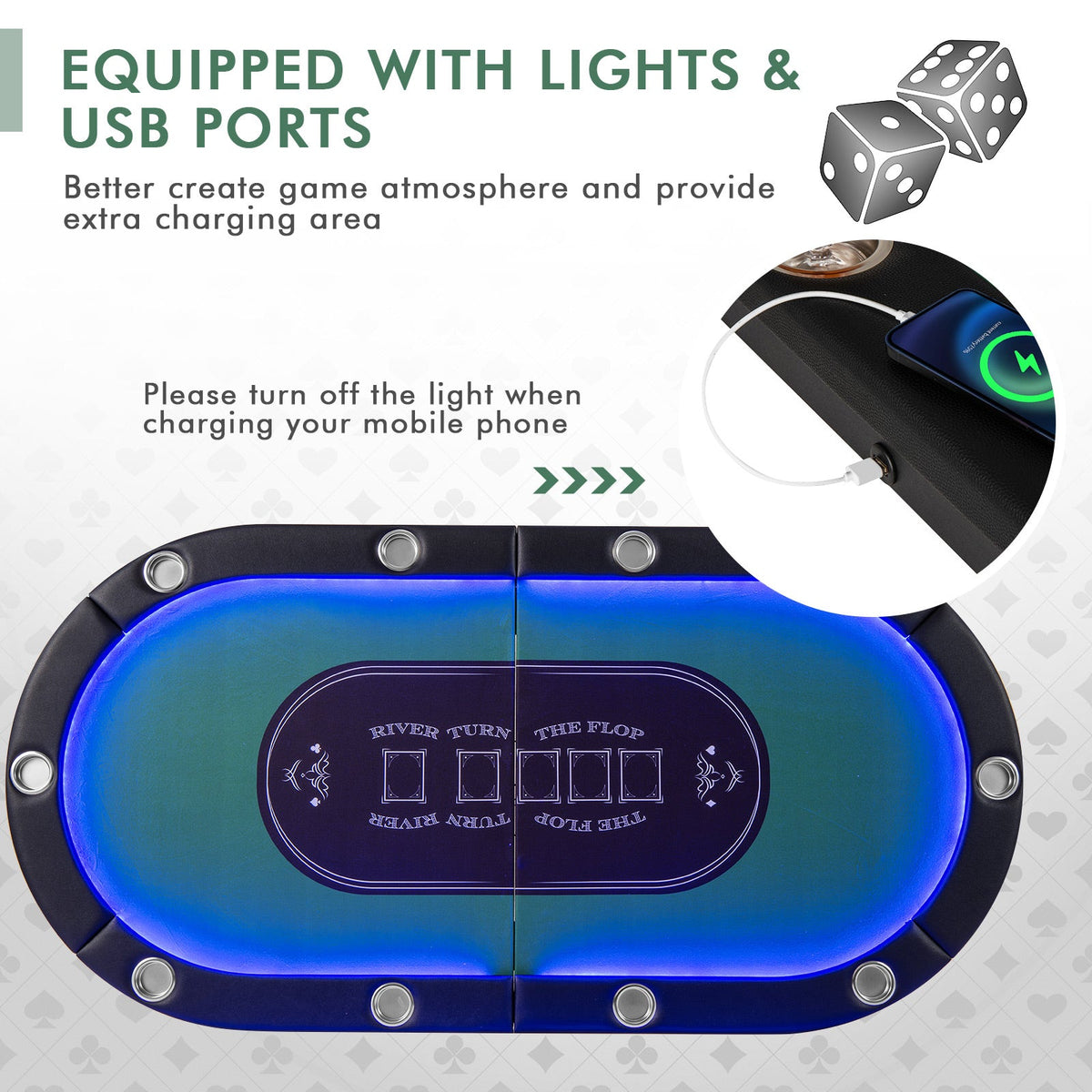 Professional 10-Player Foldable Poker Table