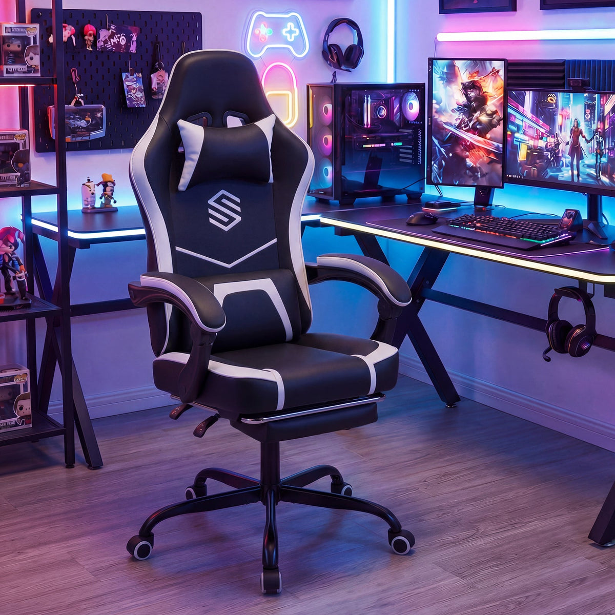 Ergonomic High-Back Gaming Chair - Height Adjustable