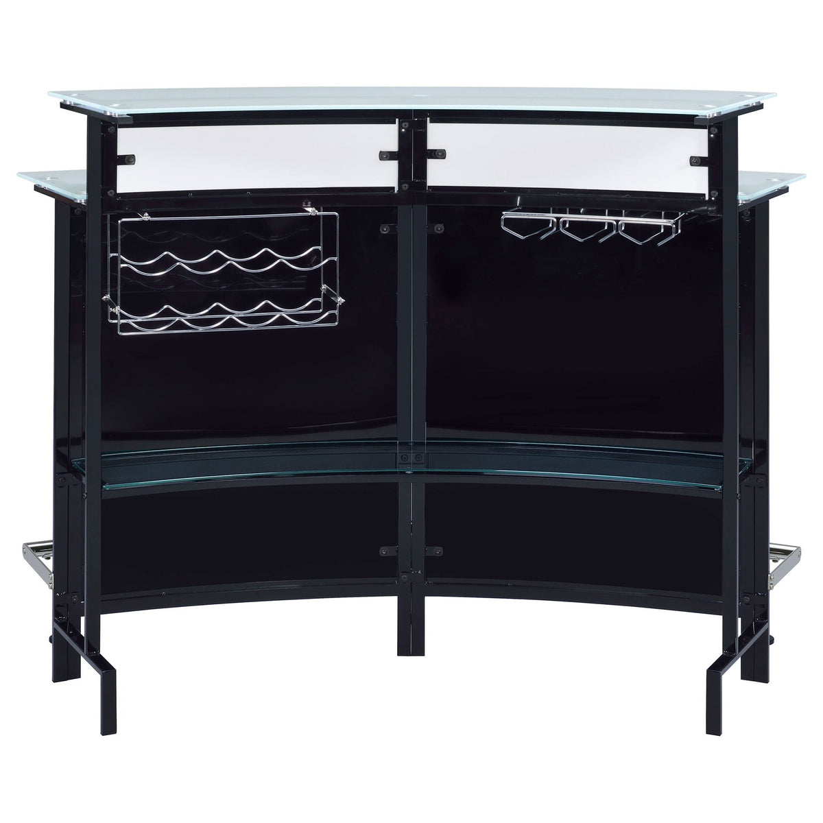 Keystone Curved Glass-Top Home Bar Cabinet