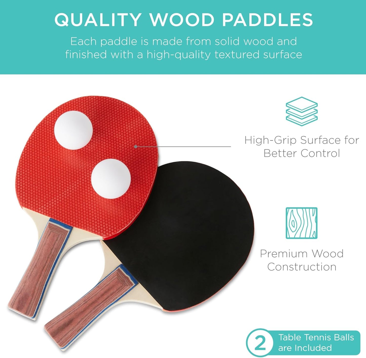 Portable Ping Pong Table, Mid-Size Folding Indoor Outdoor Table Tennis W/ 2 Paddles, 4 Balls Included, Carrying Bag