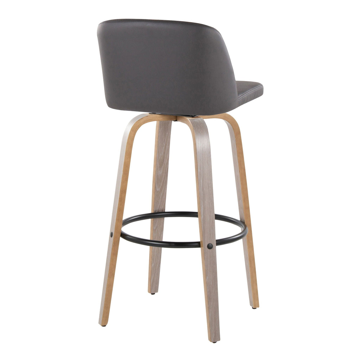 Mid-Century Modern Fixed Height BarStool Set with Swivel Footrest - Multiple Colors