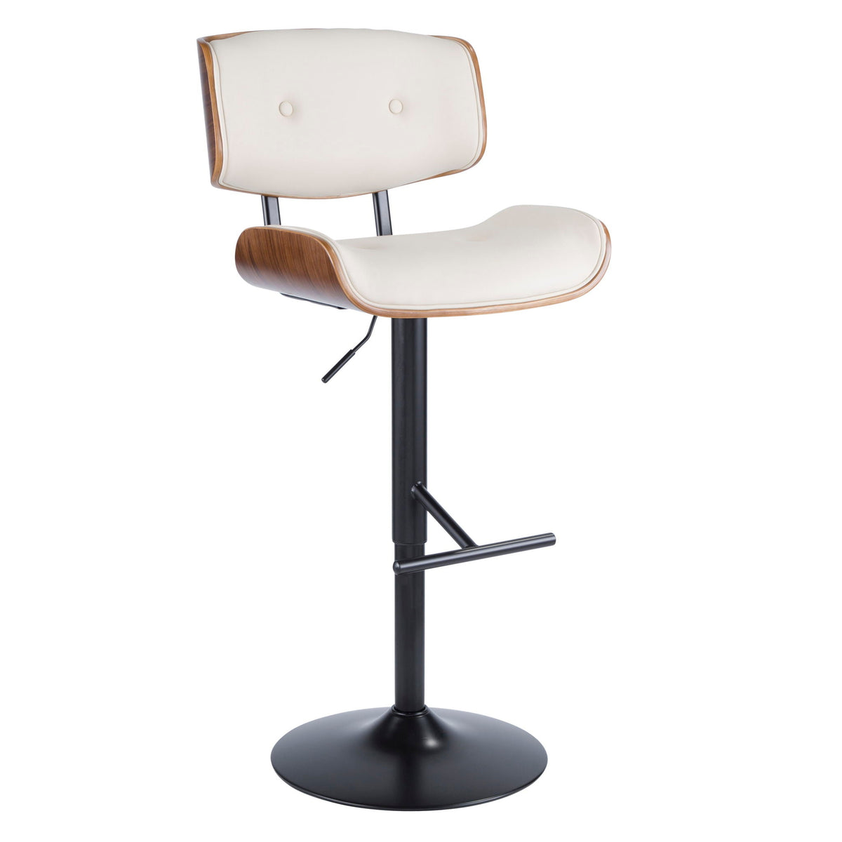Mid-Century Modern Adjustable Barstool with Swivel - Black, White, Dark Gray