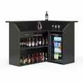 L-Shaped Home Bar Cabinet with Fridge Space, 4-Tier Corner Bar Cabinet with Glass Holder, Liquor Cabinet for Home with Led Lights, Power Outlets, Wine Cabinet for Living Room, Dining Room, Basement