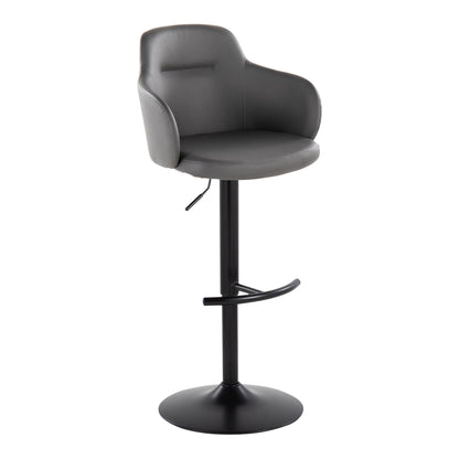 Contemporary Adjustable Barstool Set with Swivel - Rounded T Footrest - Dark Gray or Black