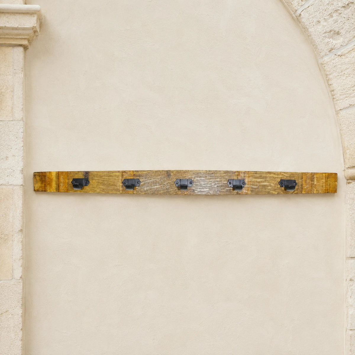 Whiskey & Wine Barrel Stave Coat Rack — Wall Mount, Reclaimed Oak