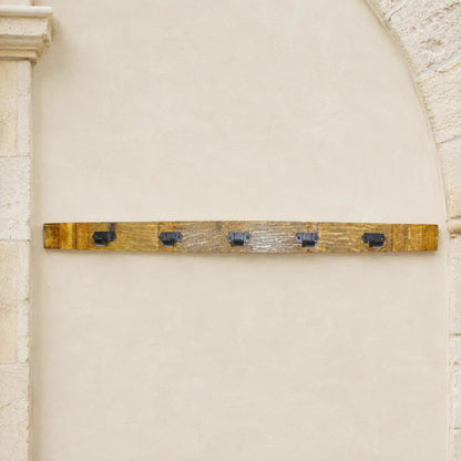 Whiskey & Wine Barrel Stave Coat Rack — Wall Mount, Reclaimed Oak
