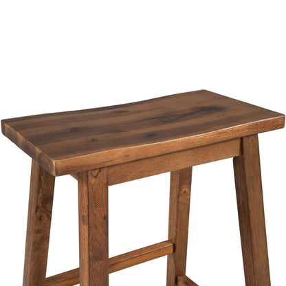 Rustic 3 Piece Stationary Kitchen Island Set with 2 Open Shelves - Light Brown