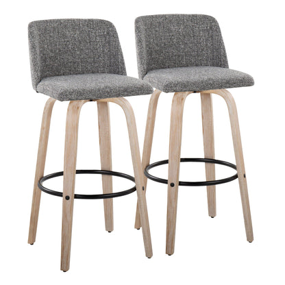 Mid-Century Modern Fixed Height BarStool Set with Swivel Footrest - Multiple Colors