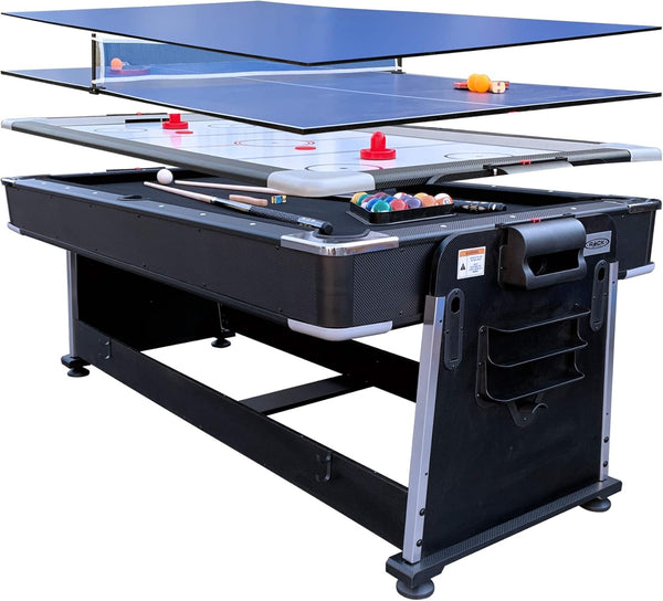 3 in 1 Multi-Game Swivel Table - Billiards/Pool, Table Tennis & Air Hockey