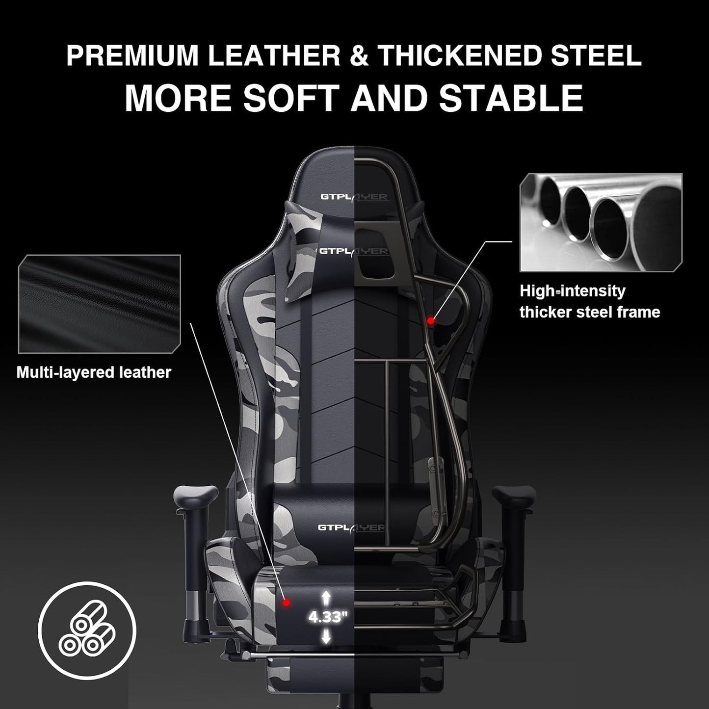 Gaming Chair with Footrest Speakers Video Game Chair Bluetooth Music Heavy Duty Ergonomic Computer Office Desk Chair