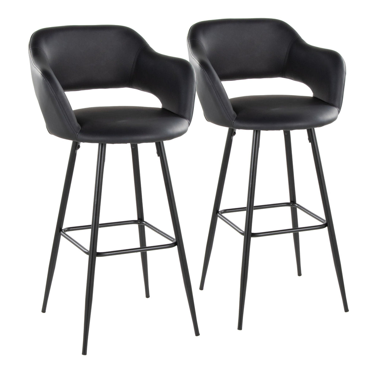 Contemporary Fixed Height Barstool Set of 2 with Square Footrest - Multiple Colors