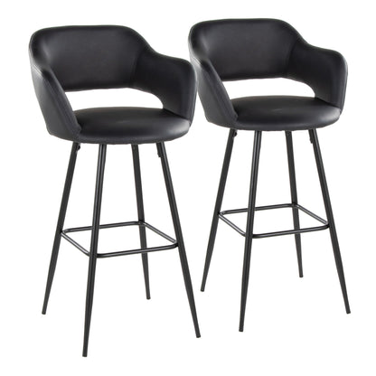 Contemporary Fixed Height Barstool Set of 2 with Square Footrest - Multiple Colors