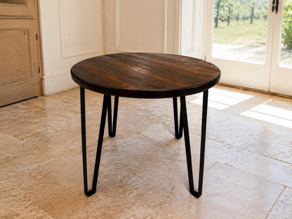 Whiskey & Wine Barrel Steel-Leg Table Set — 4 Chairs, Modern Build