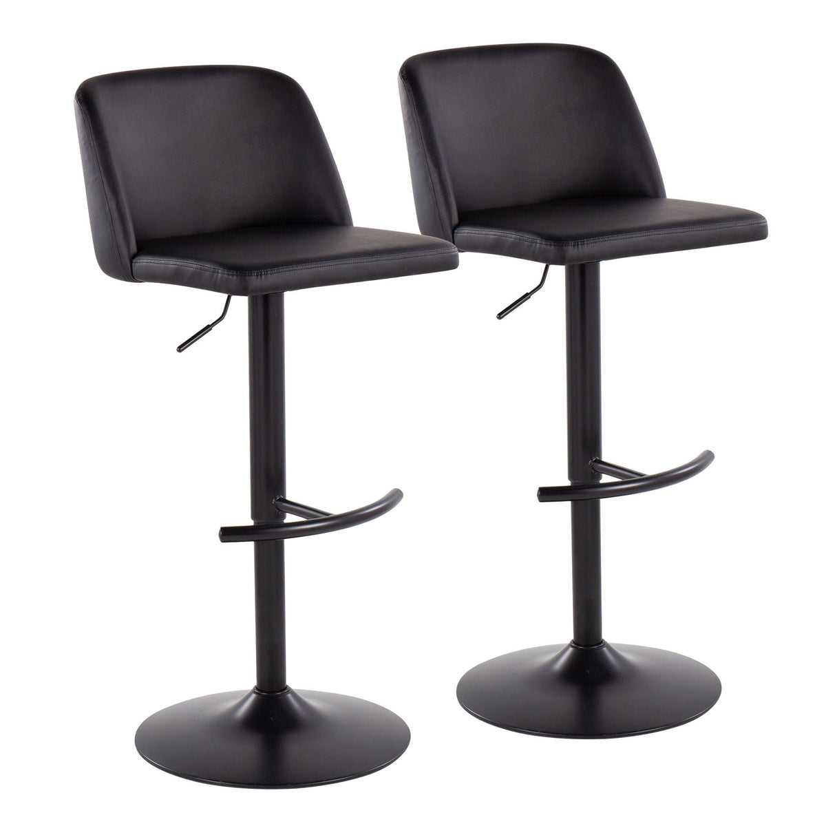 Contemporary Adjustable Bar Stool Set with Rounded T Footrest - Multiple Colors