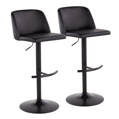 Contemporary Adjustable Bar Stool Set with Rounded T Footrest - Multiple Colors