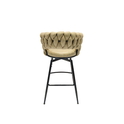 Bar Stool 360 Swivel with Back Footrest - Upholstered, Set of 2