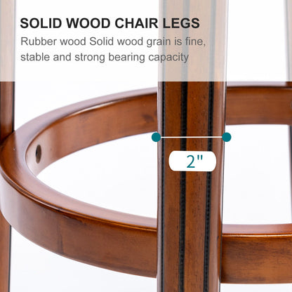 Swivel Cow Top Wooden Bar Stool with 360-Degree Rotation - Blue or Dark Brown