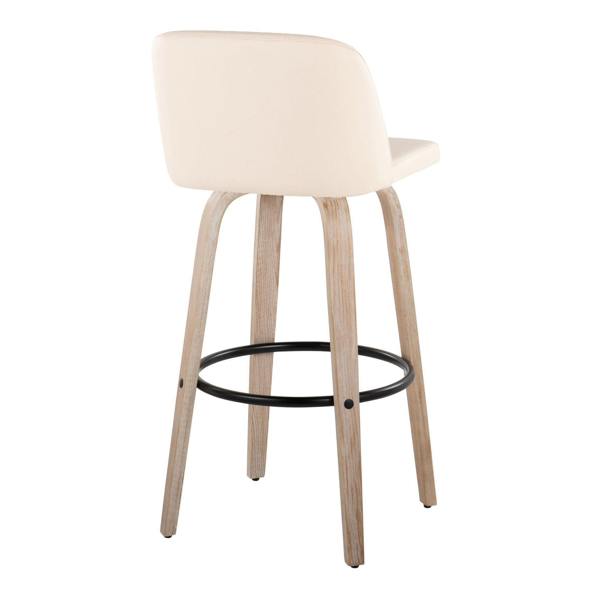 Mid-Century Modern Fixed Height BarStool Set with Swivel Footrest - Multiple Colors