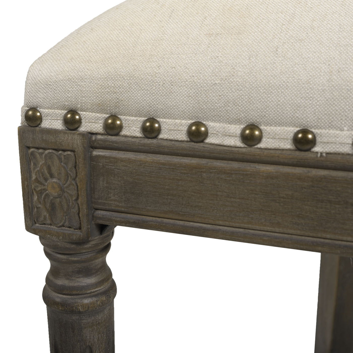 Farmhouse Counter Height Bar Stool with Backrest - Beige