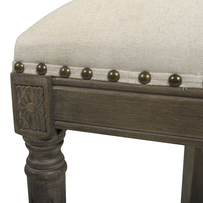 Farmhouse Counter Height Bar Stool with Backrest - Beige