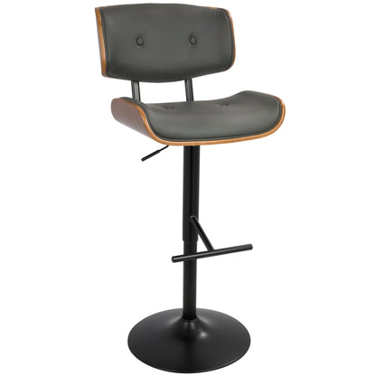 Mid-Century Modern Adjustable Barstool with Swivel - Black, White, Dark Gray