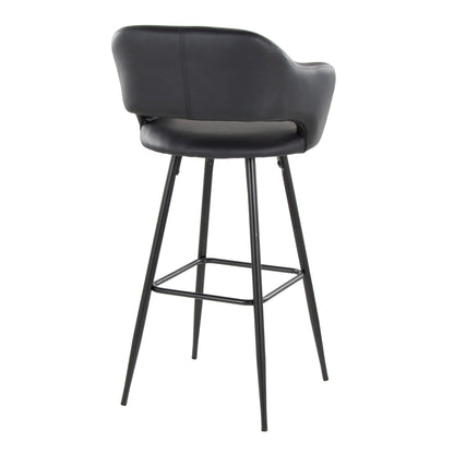 Contemporary Fixed Height Barstool Set of 2 with Square Footrest - Multiple Colors