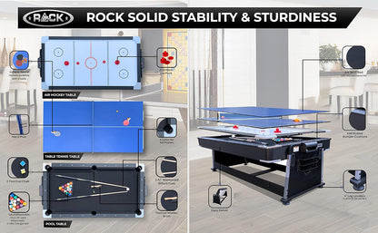Triad 7-Foot 3-In-1 Multi-Game Swivel Table - Billiards/Pool, Table Tennis & Air Hockey
