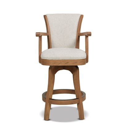 Swivel Counter Height Bar Stool with High Backrest and Solid Hardwood - Multiple Colors