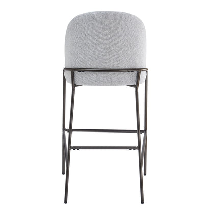 Galen Indoor Metal Upholstered Barstool with Contoured Backrest - Antique Bronze