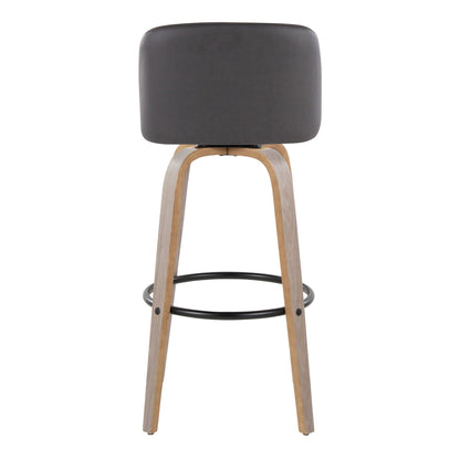 Mid-Century Modern Fixed Height BarStool Set with Swivel Footrest - Multiple Colors