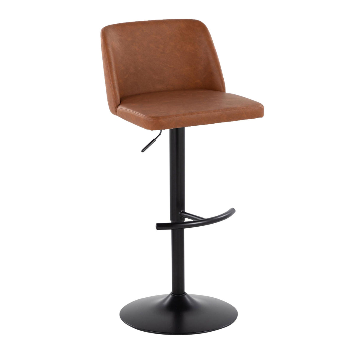 Contemporary Adjustable Bar Stool Set with Rounded T Footrest - Multiple Colors