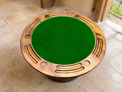 Whiskey & Wine Barrel Game Table Set — Poker Top and Dining Top Included, 6 Chairs