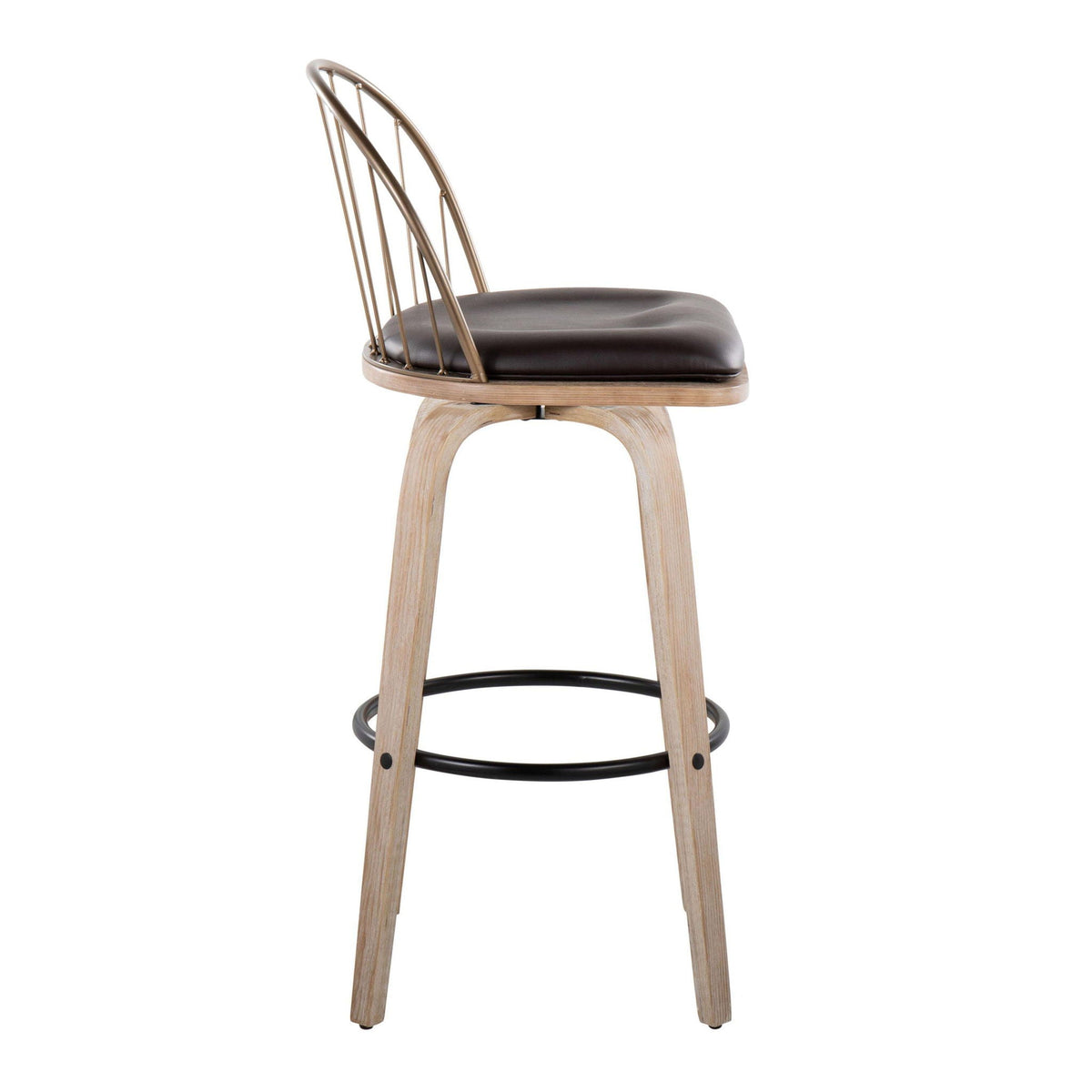 Industrial Fixed Height Barstool Set with Swivel and Removable Cushion - Light Brown or Black