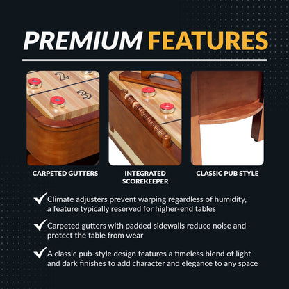 Premium 12-Ft Merlot Shuffleboard Table for Ultimate Game Room Fun