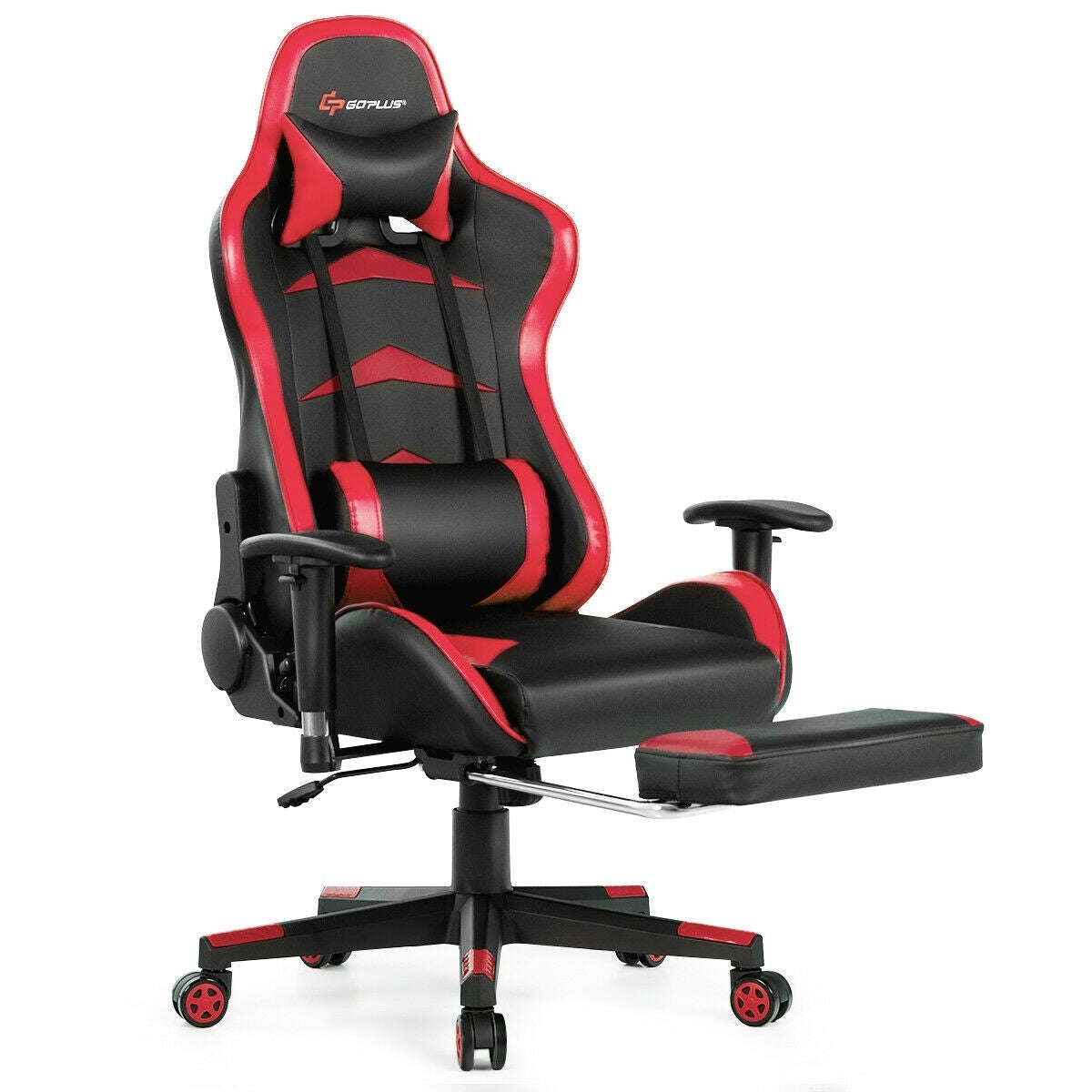 Premium Massage Gaming Chair with Retractable Footrest & Lumbar Support