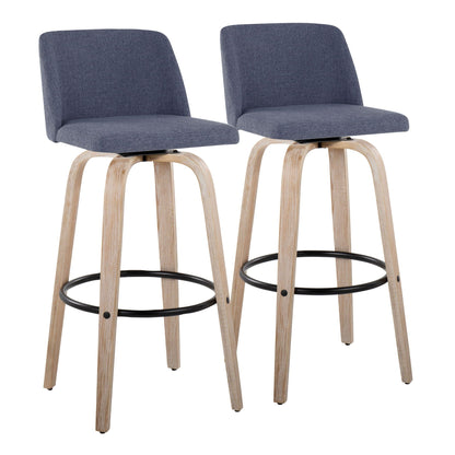 Mid-Century Modern Fixed Height BarStool Set with Swivel Footrest - Multiple Colors