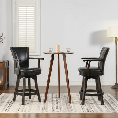 Swivel Counter Height Bar Stool with High Backrest and Solid Hardwood - Multiple Colors