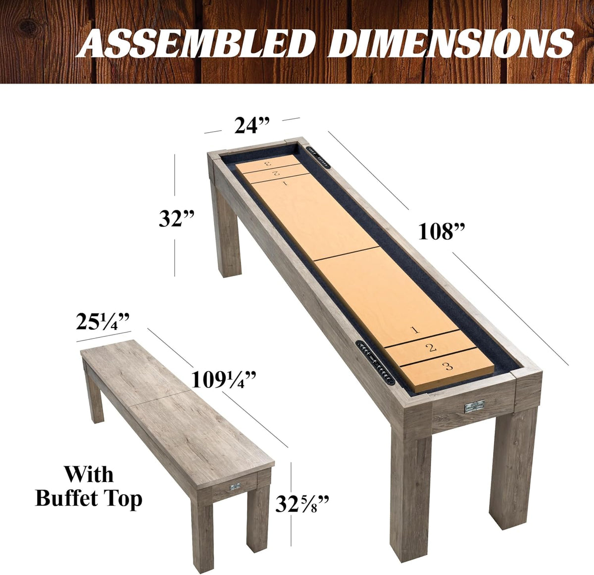 Barrington 9-Foot Shuffleboard Table with Durable Scratch-Resistant Playfield and 8-Puck Set