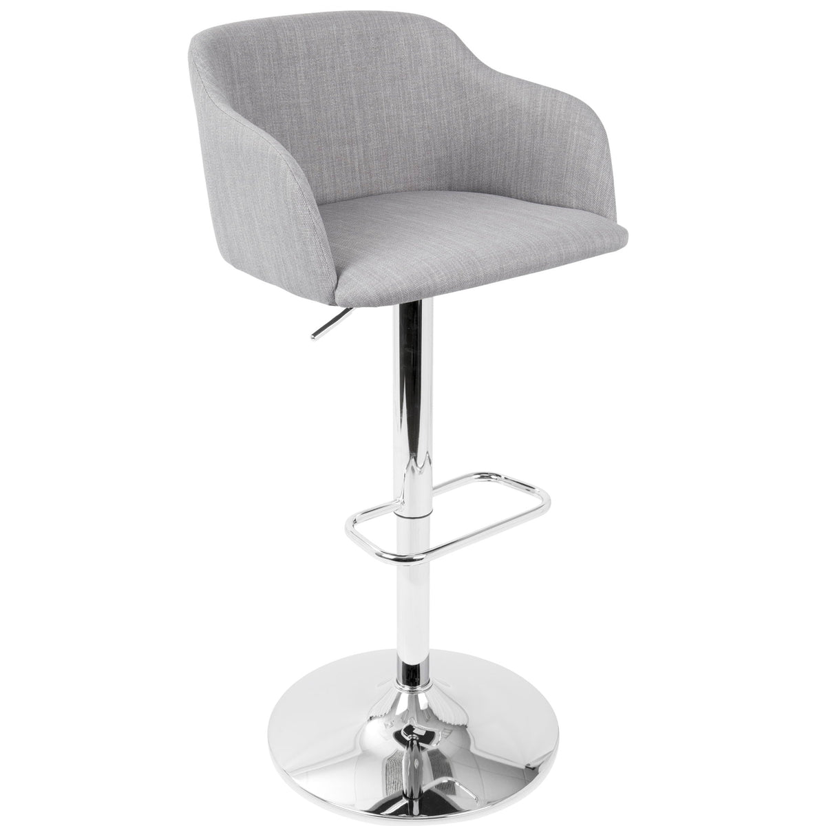 Contemporary Adjustable Barstool with Swivel - Light Gray