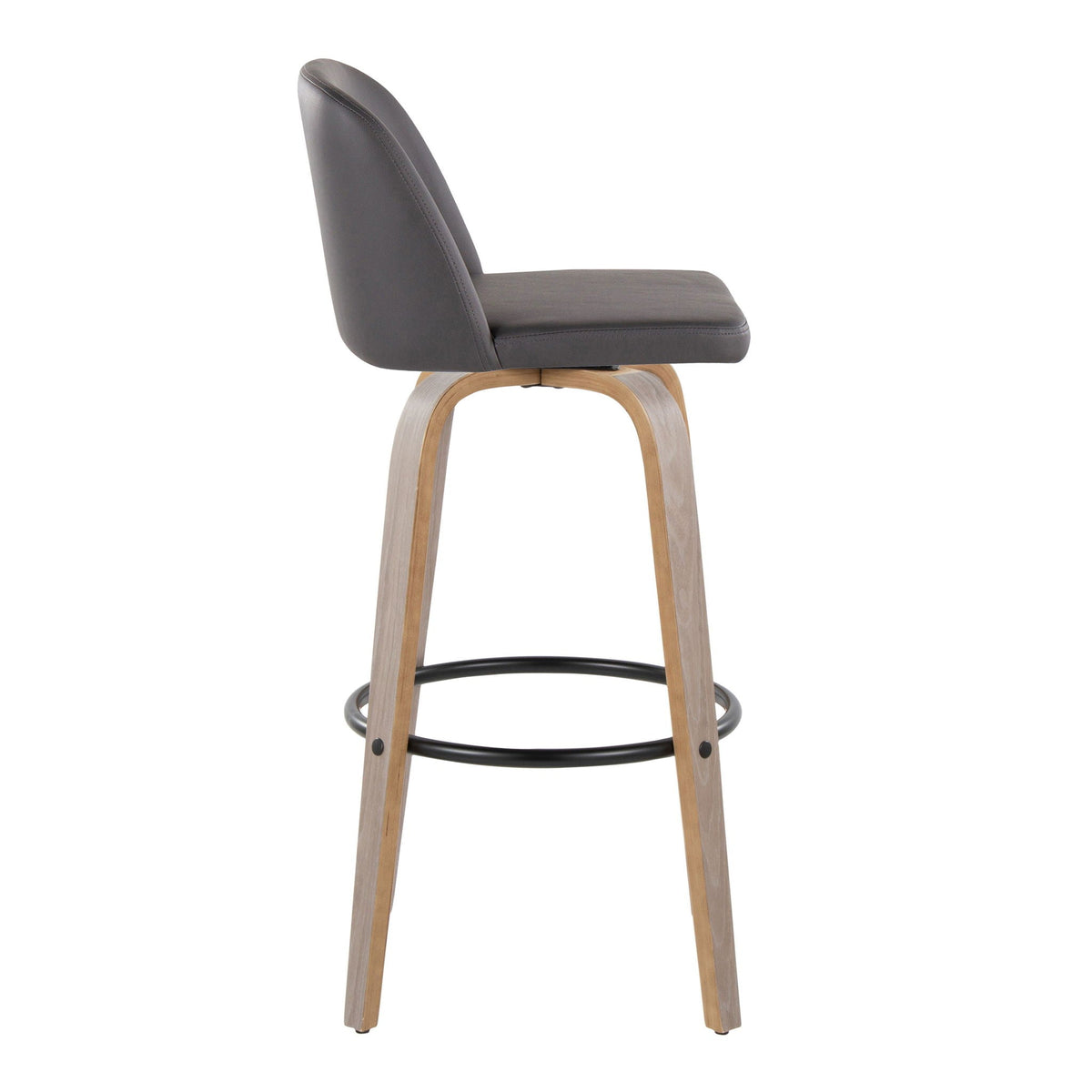 Mid-Century Modern Fixed Height BarStool Set with Swivel Footrest - Multiple Colors