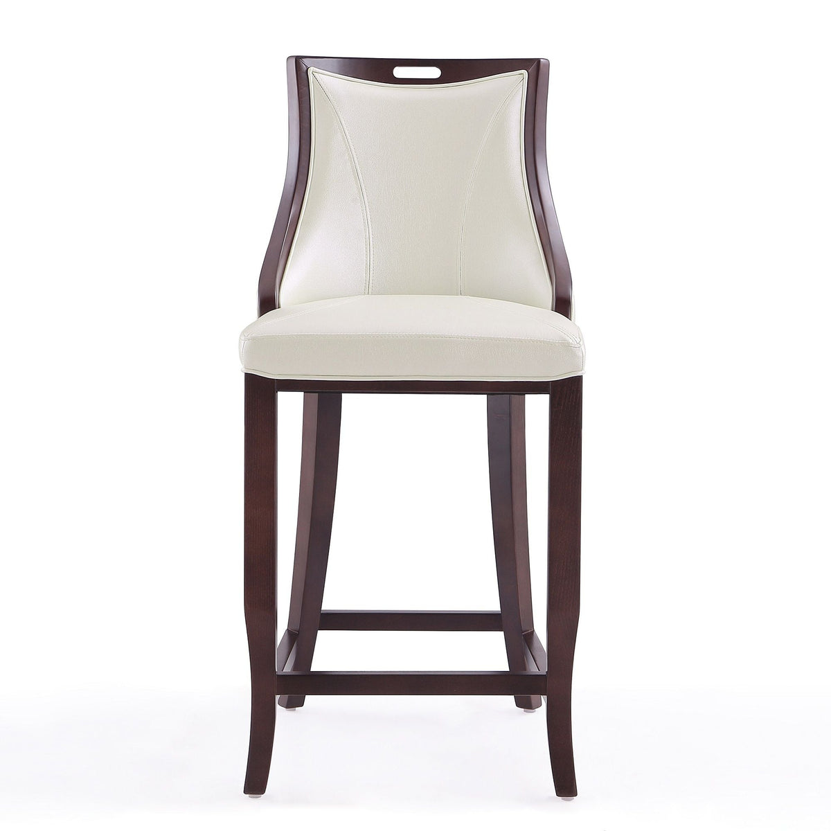 Bar Height Barstool with Back Support and Faux Leather Seat - White