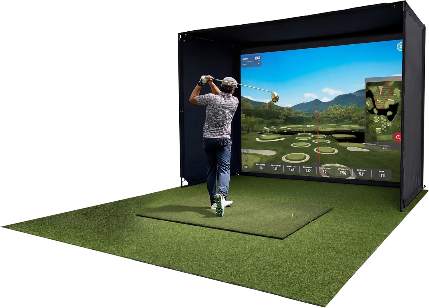 Golf Simulator Enclosure Kit – Choose 8X8 Ft, 10X8 Ft, or 12X8 Ft – Complete Frame + Enclosure + HD Impact Screen (Home Indoor/Outdoor Practice)