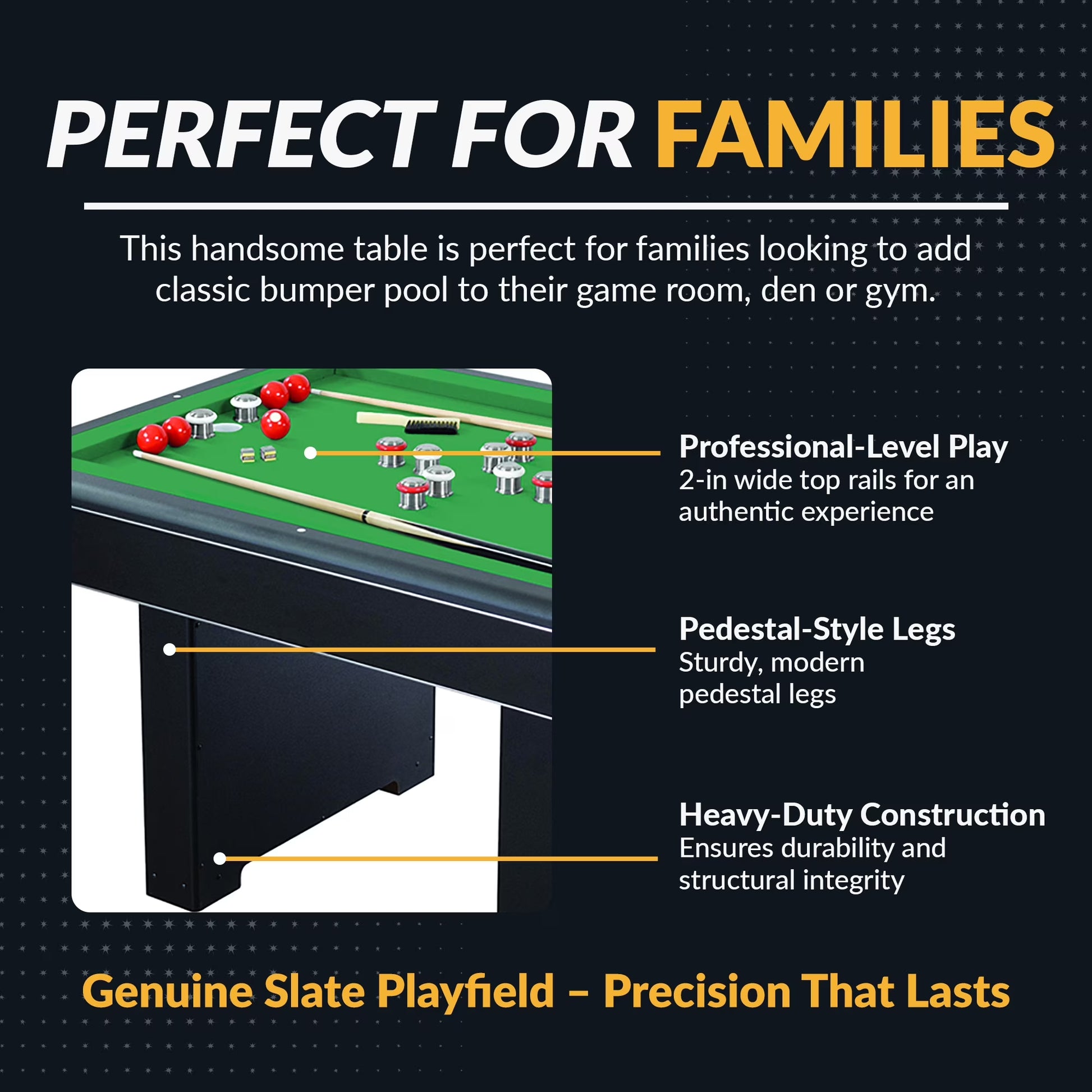 Renegade Slate Bumper Pool Table, 54-In, Green