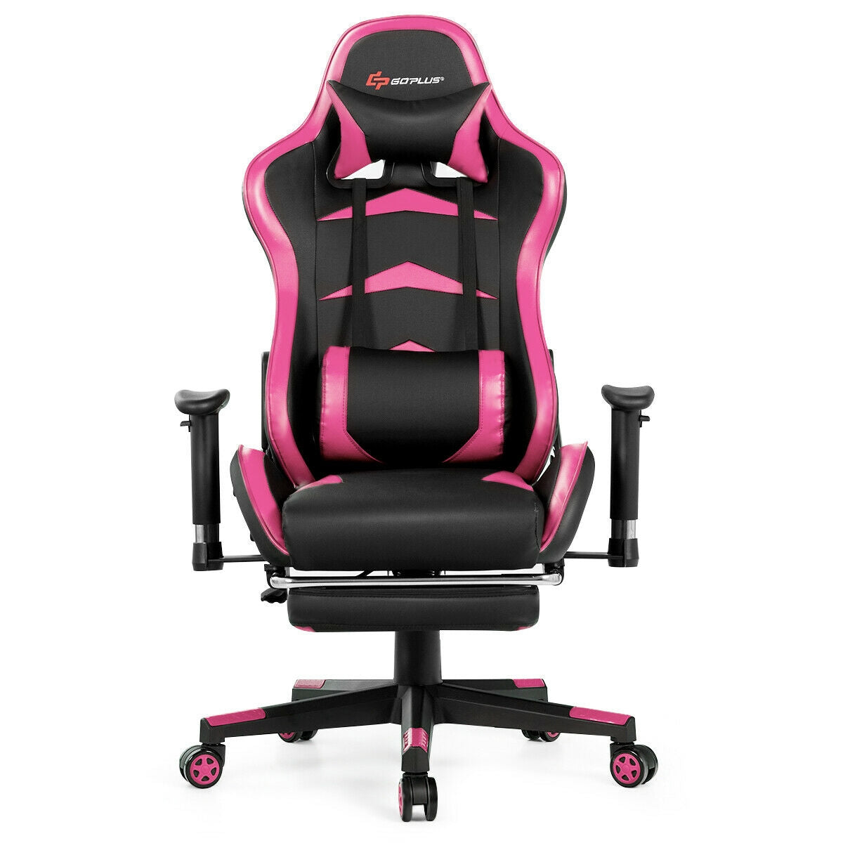 Premium Massage Gaming Chair with Retractable Footrest & Lumbar Support