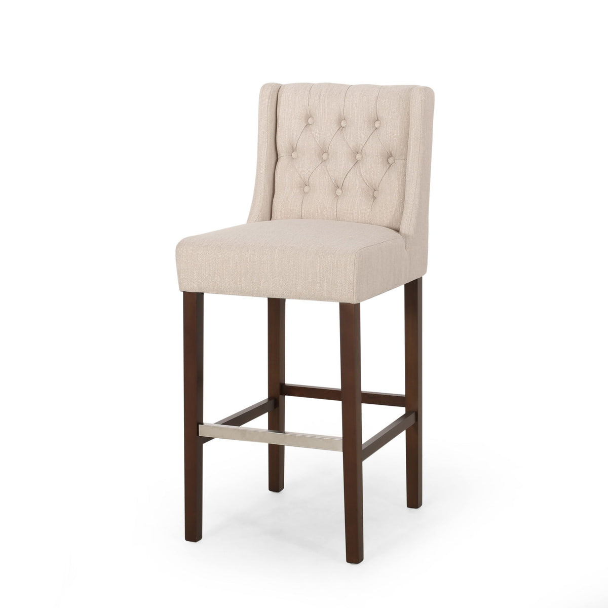 Upholstered Barstool with Button Tufted Wing Back - Multiple Colors